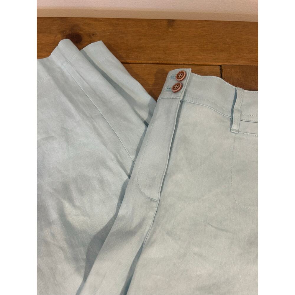 J. Jill Linen Stretch Wide Leg Crop Light Blue Pant NEW XL Petite Coastal Beach - Picture 9 of 12